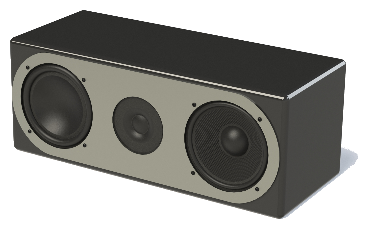 Caixa Central IBS — vista detalhe woofers Kevlar + radiador passivo